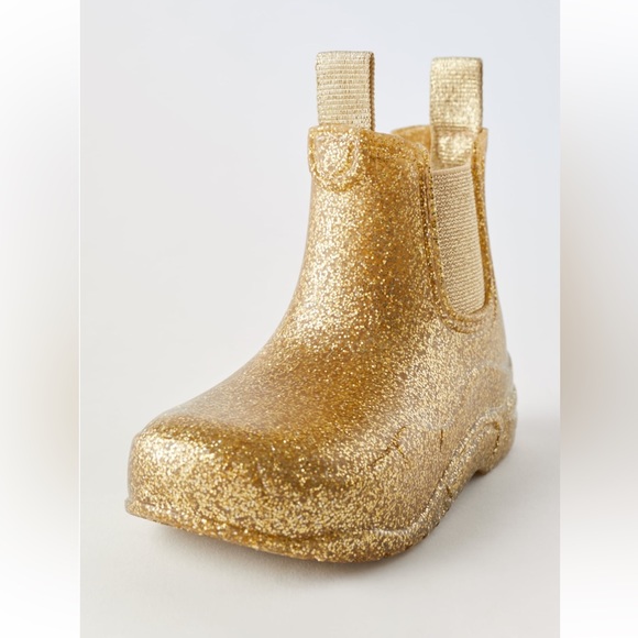 NWT Zara Size 6.5 toddler gold glitter rainboots - Picture 3 of 5